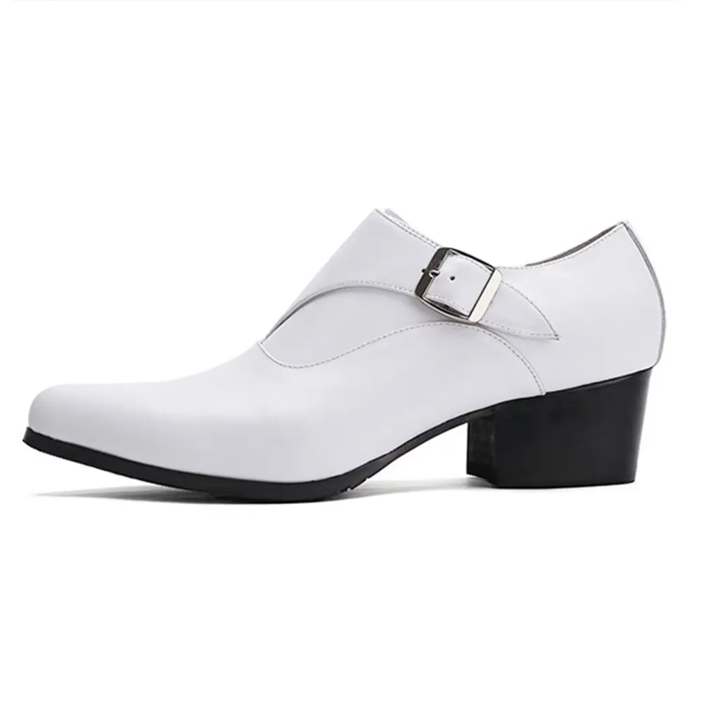 Refined Embossed Pointed Toe Monkstrap Dress Shoes