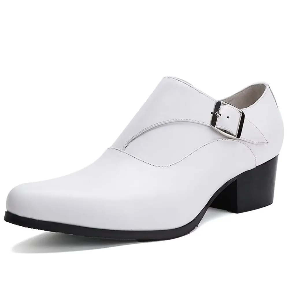 Refined Embossed Pointed Toe Monkstrap Dress Shoes