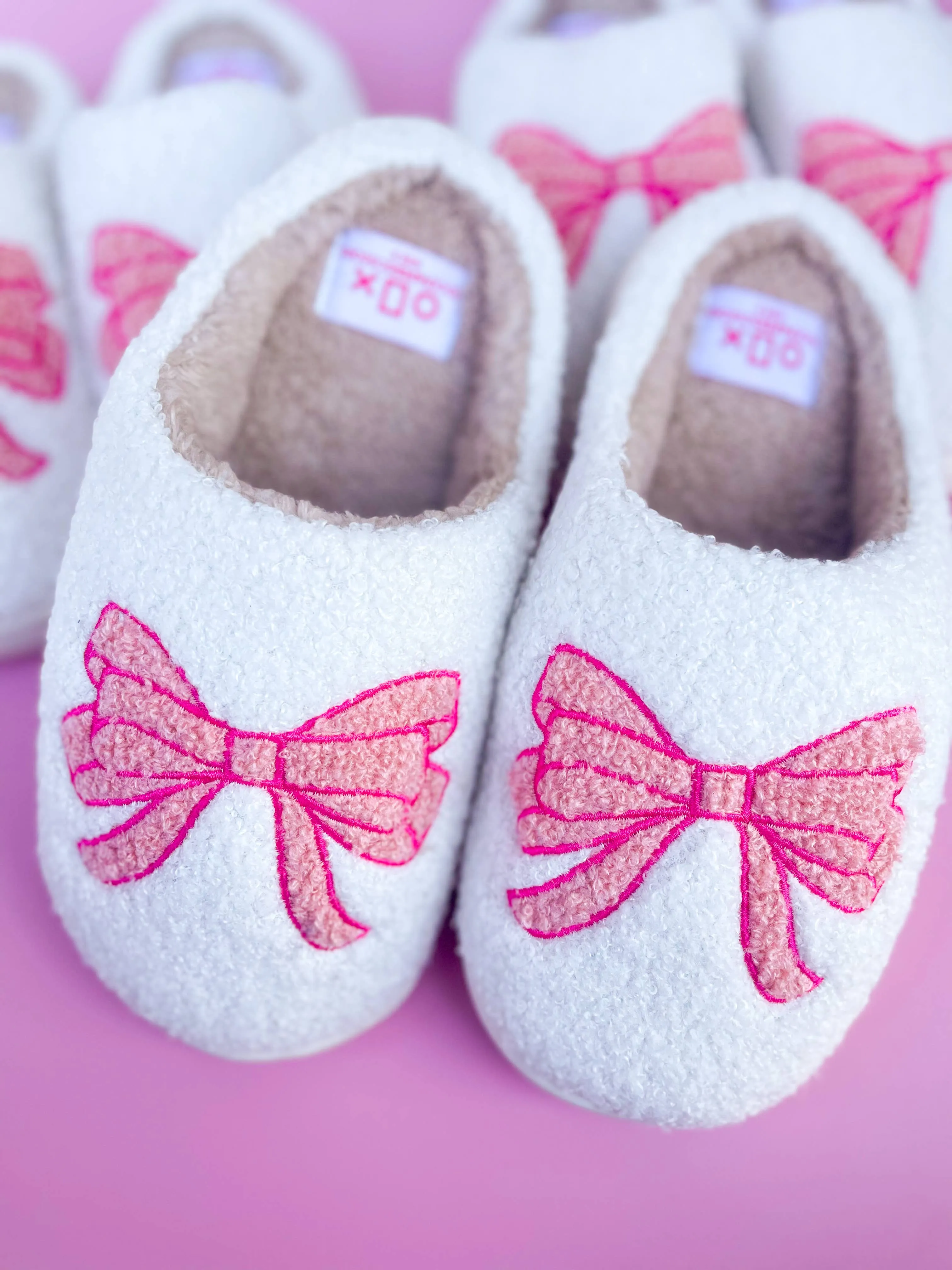 Rock Paper Scissors - Blue Bow Slippers: Medium