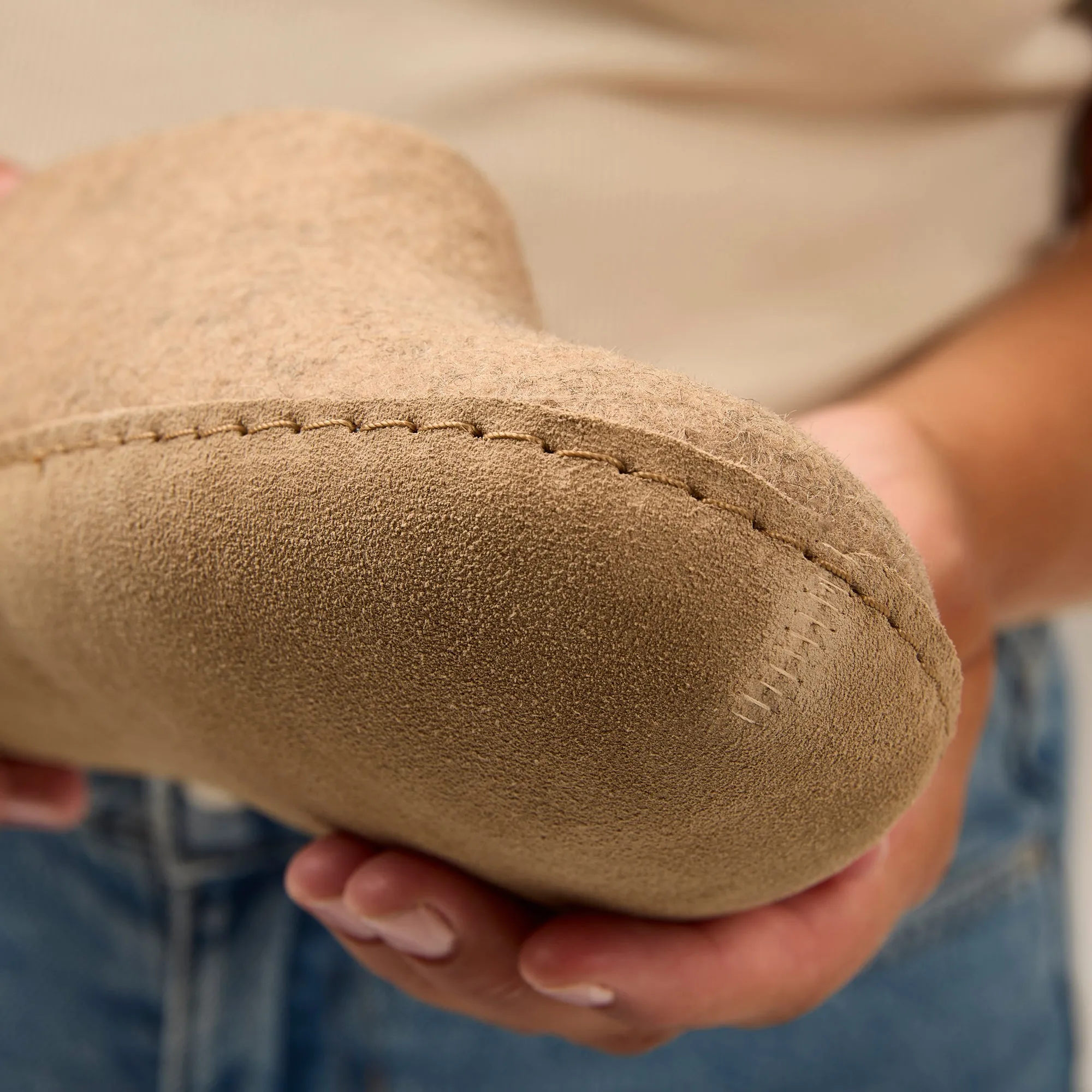 Shoe with leather sole - Sand