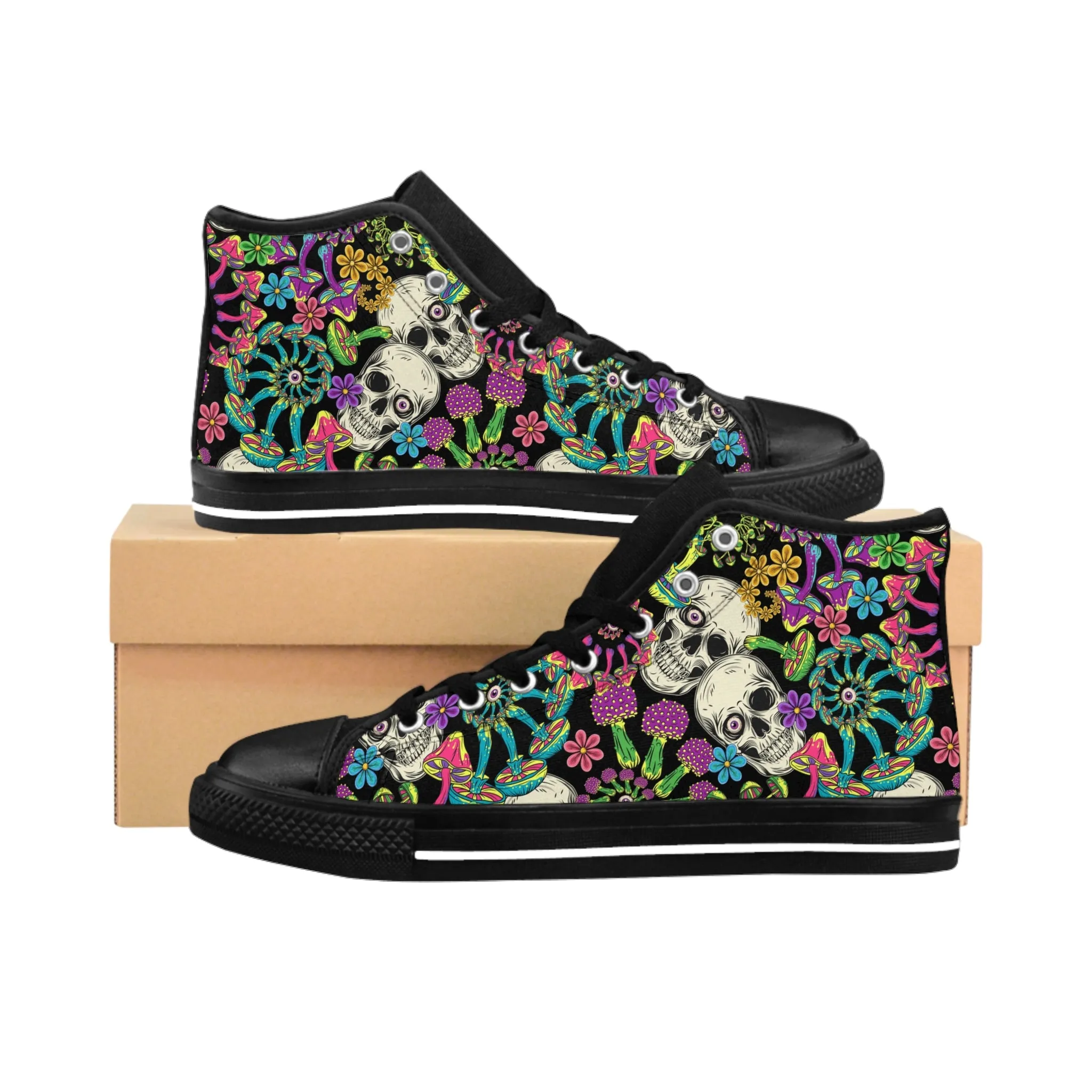 Skulls and Mushrooms Women's Classic Sneakers