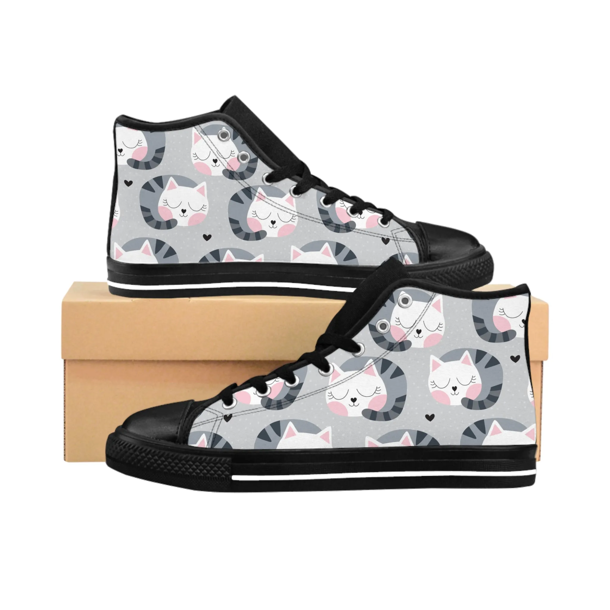 Sleeping Grey Kitty Women's Classic Sneakers