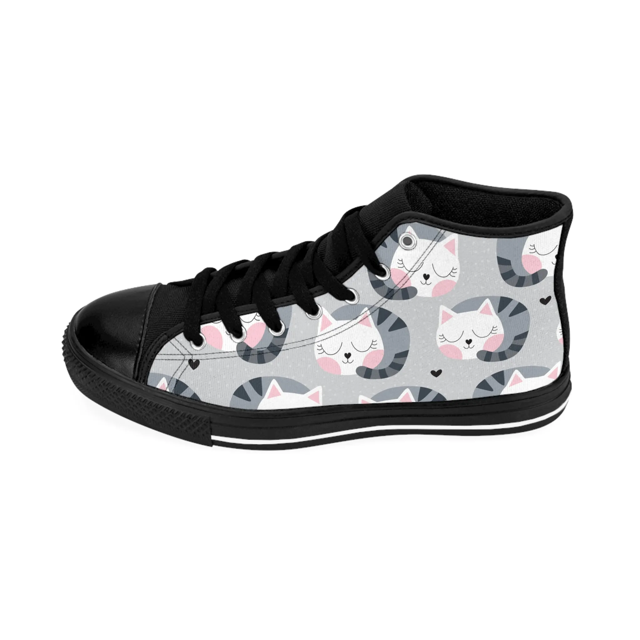 Sleeping Grey Kitty Women's Classic Sneakers