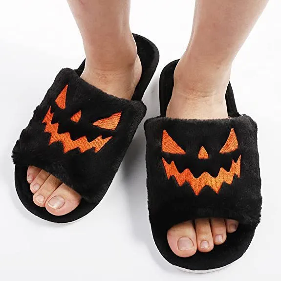 Soft Scary Pumpkin Slippers