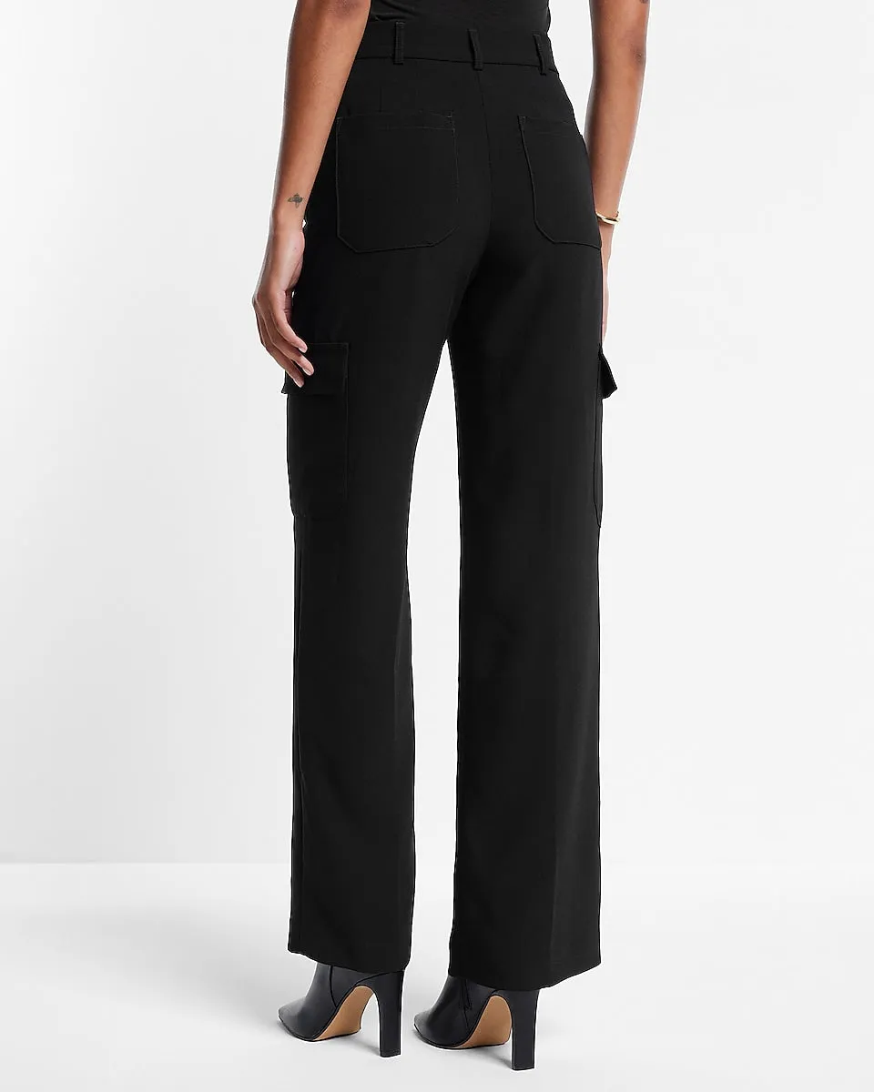 Super High Waisted Cargo Trouser Pant in Pitch Black