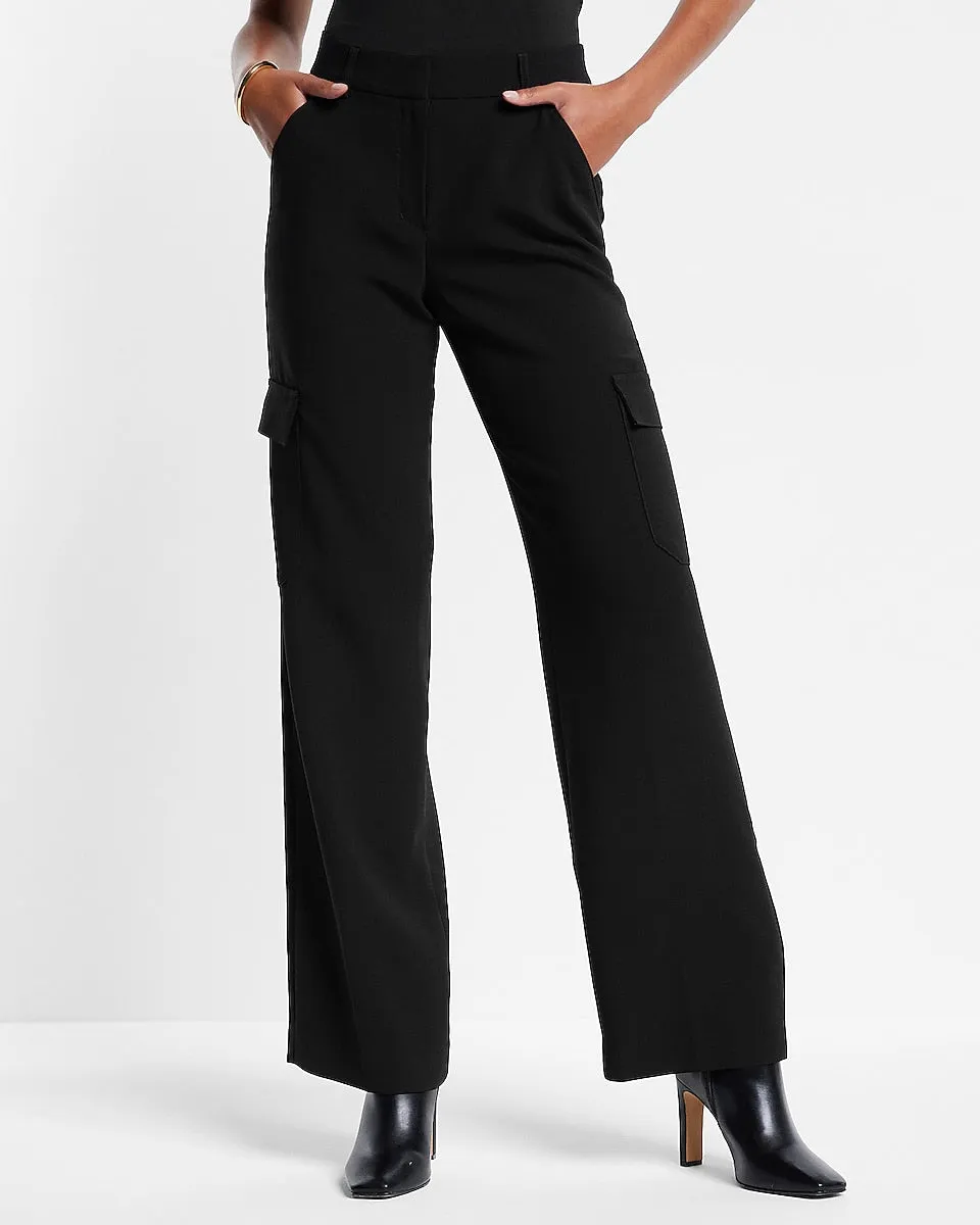 Super High Waisted Cargo Trouser Pant in Pitch Black