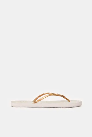 Women Gold Embellished Flip Flop