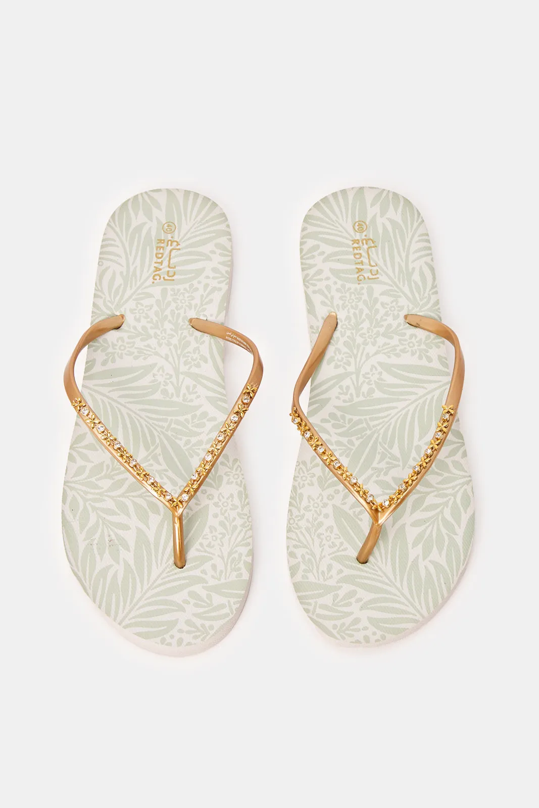 Women Gold Embellished Flip Flop