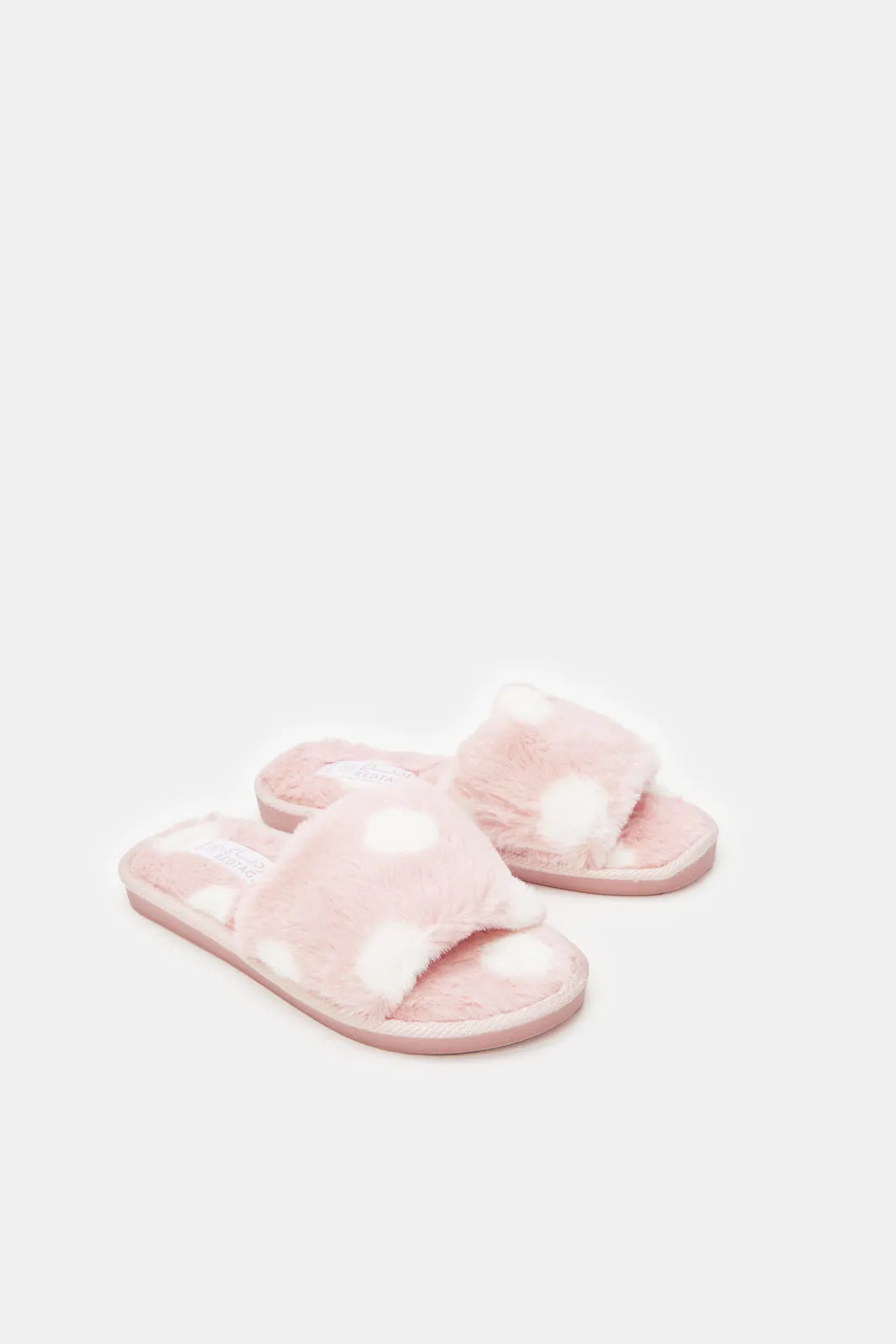 Women Pink Polka Dot Slippers