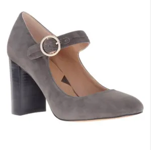 Women's Adrienne Vittadini •Goalie• Mary-jane Pump Grey Kid Suede 9M