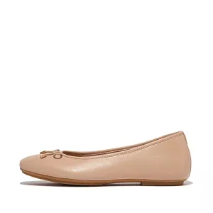 Women's Fitflop Delicato Bow Soft Leather Ballerinas Color: Classic Beige